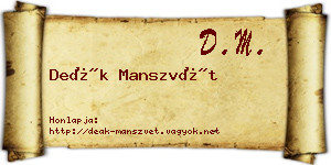 Deák Manszvét névjegykártya